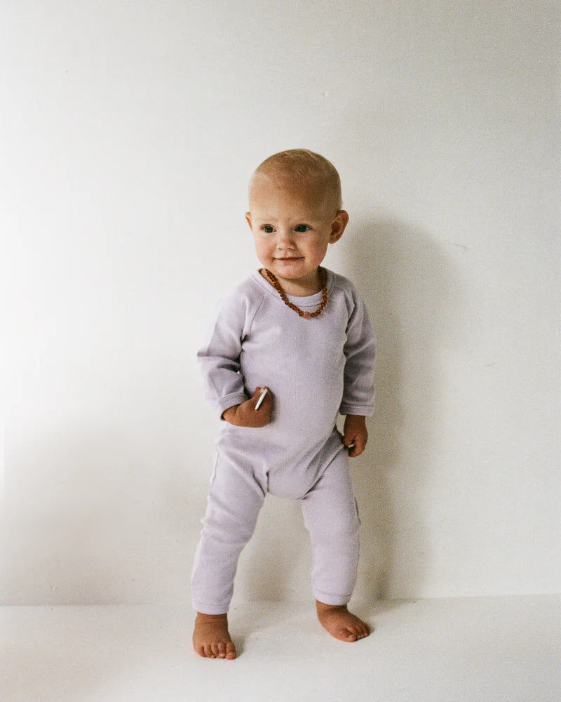 back-snap romper - lilac