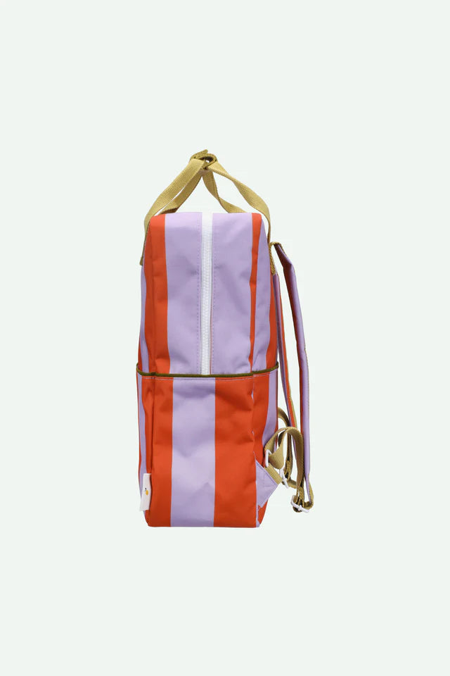 backpack large | stripes | campfire orange + dewy lilac