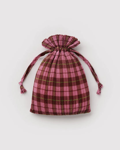 Pleated Baggu | azalea pink tartan