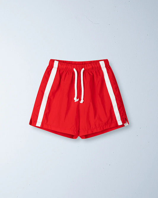 Twin stripe swim short | rosso