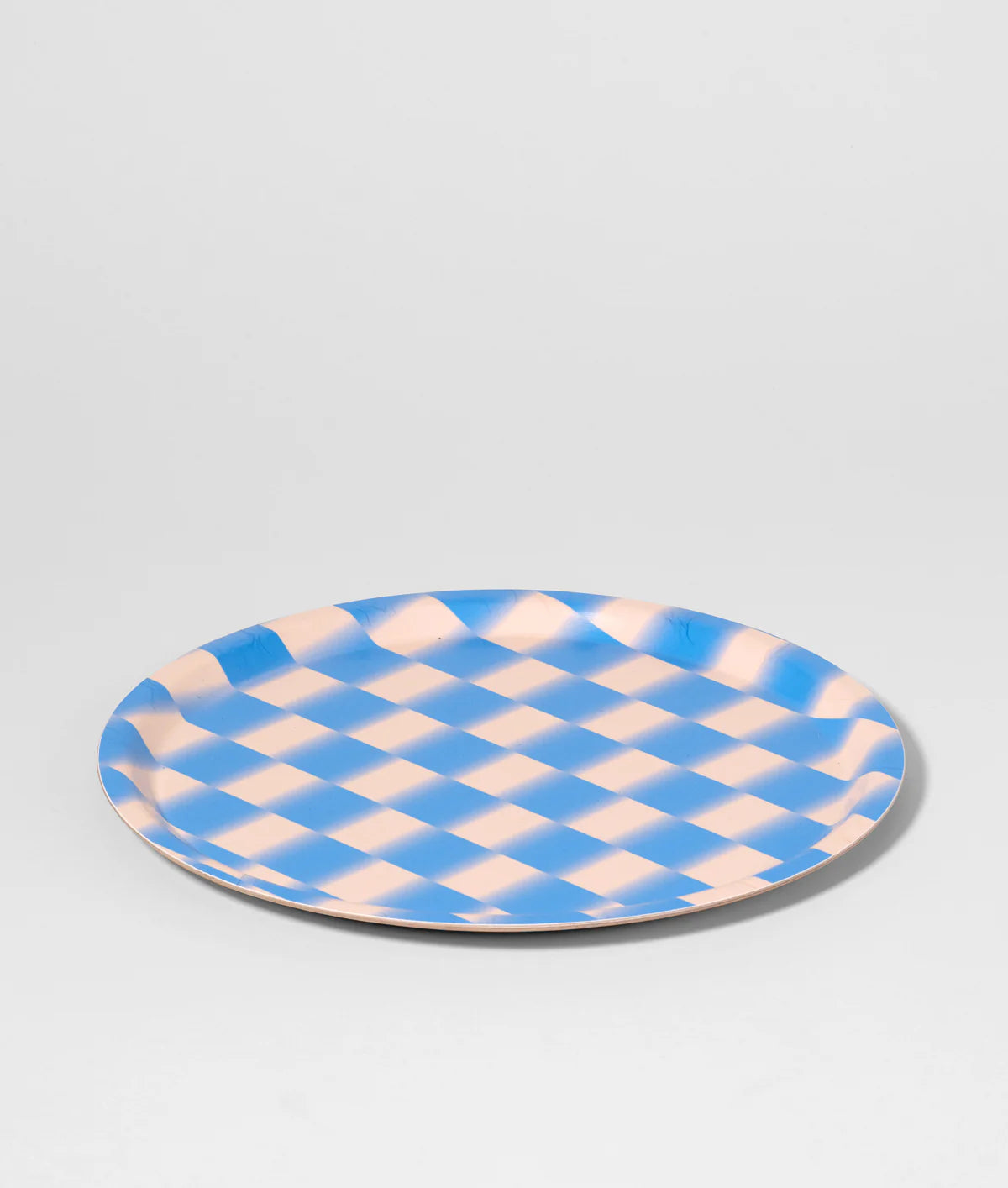 Blue Gradient Check Mini Round Tray