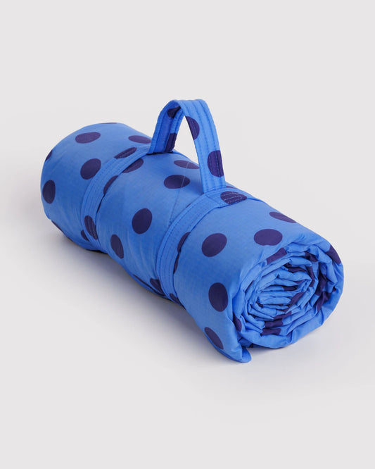 Puffy picnic blanket | Blue Polka Dot