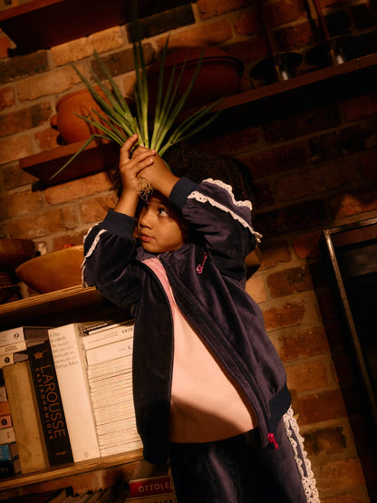 Velour Broderie Wide Leg Pant