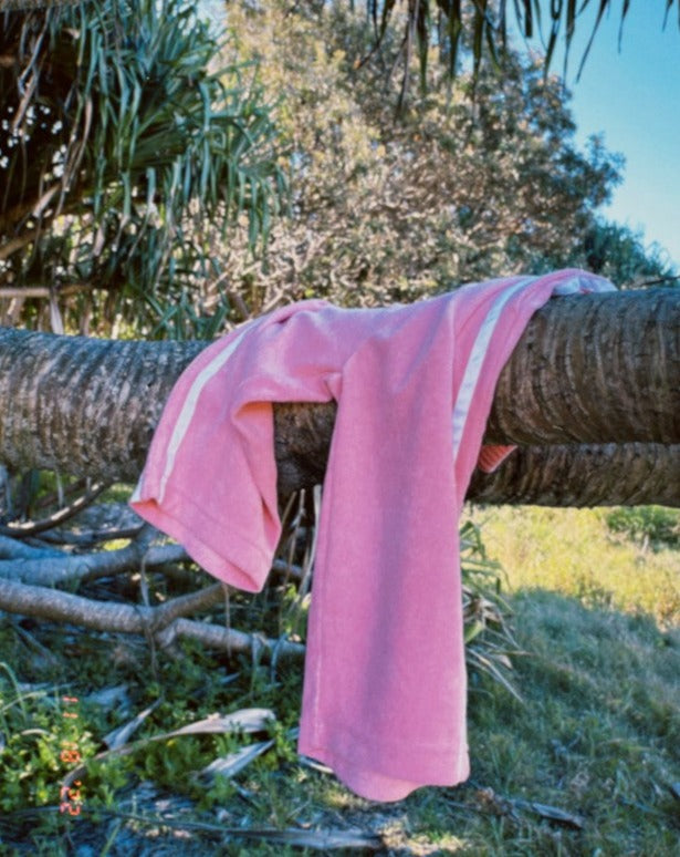 Twin stripe terry pant | pink