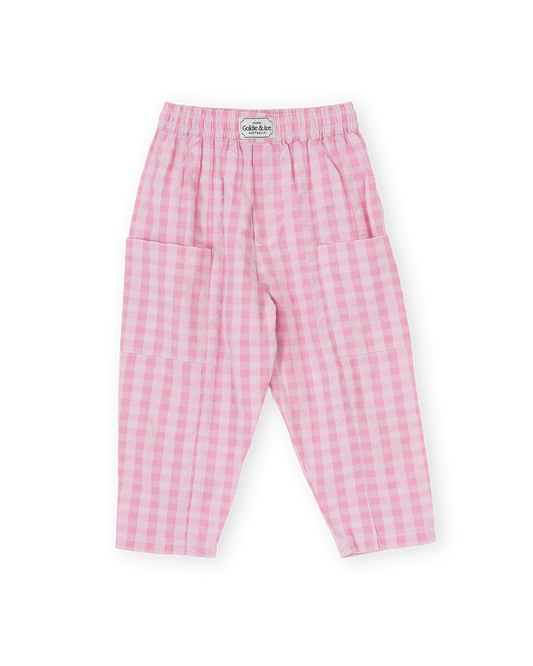 Lightweight Gingham Kit Pocket Pant | Pink
