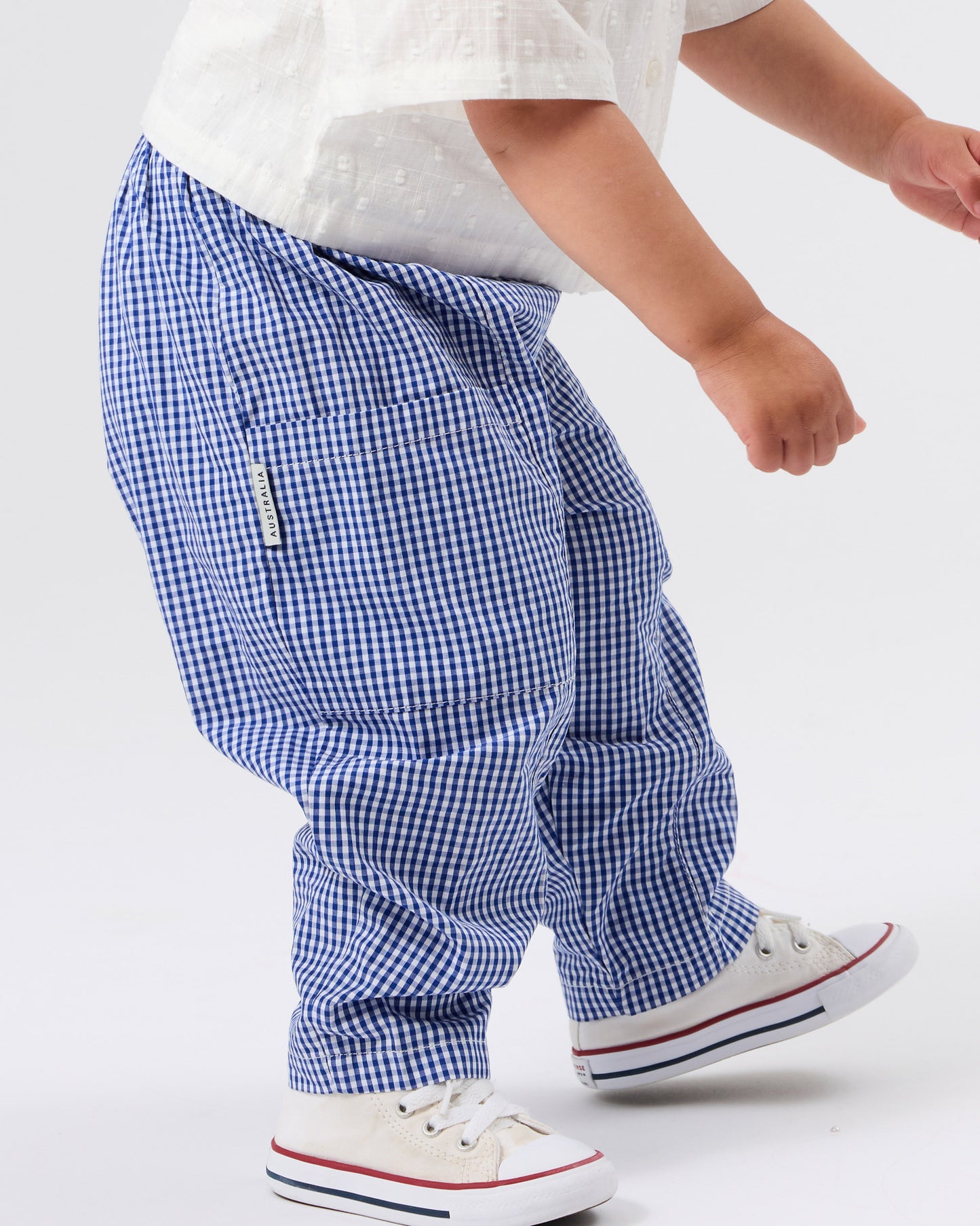 Lightweight Gingham Kit Pocket Pant | Blue