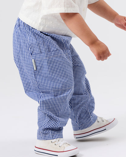 Lightweight Gingham Kit Pocket Pant | Blue