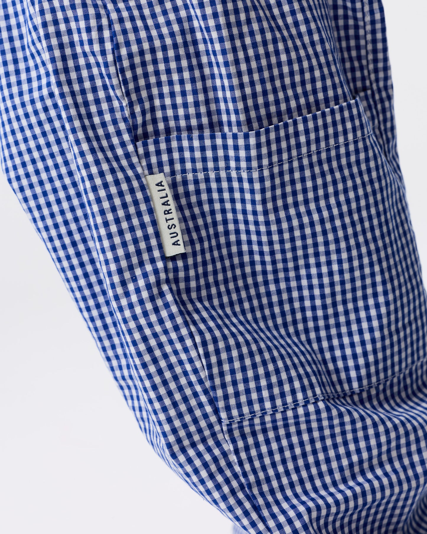Lightweight Gingham Kit Pocket Pant | Blue