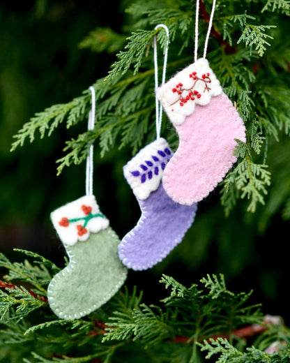 Felt christmas stocking ornaments (set of 3)
