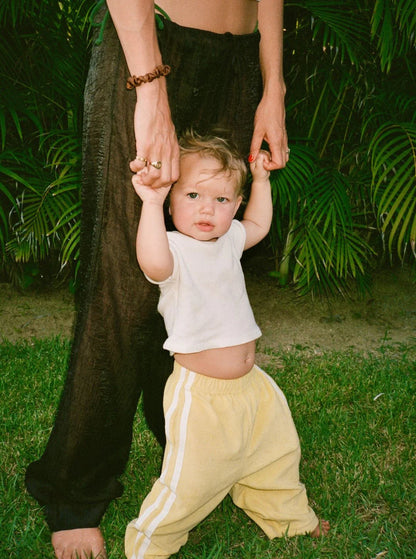 Twin stripe terry pant | limoncello