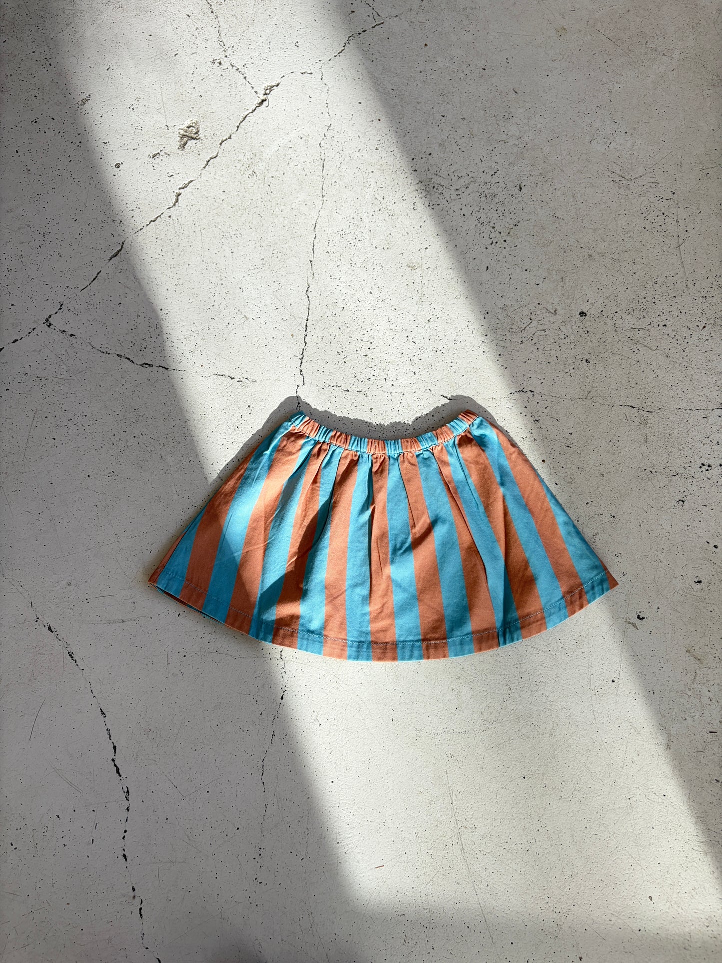 Blue-Pink Stripes Skirt | denim blue