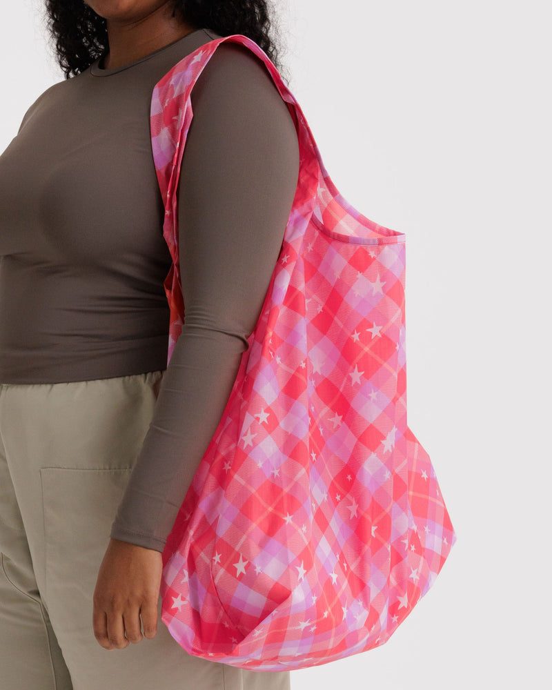 Big Baggu | pink star plaid
