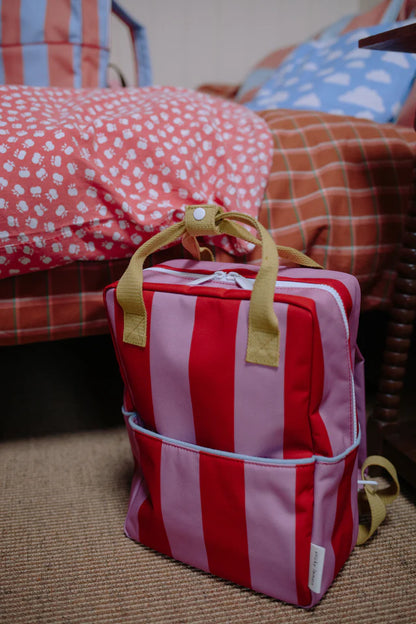 backpack large | stripes | campfire orange + dewy lilac