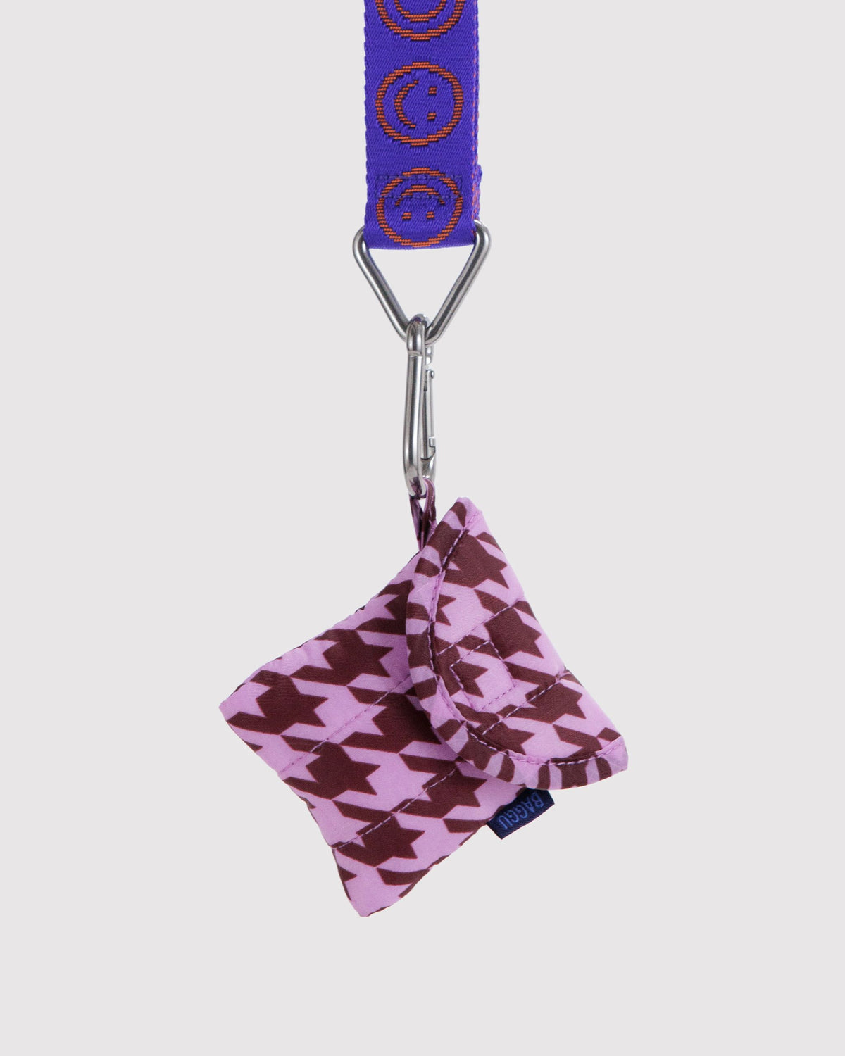 Puffy earbuds case | pink houndstooth