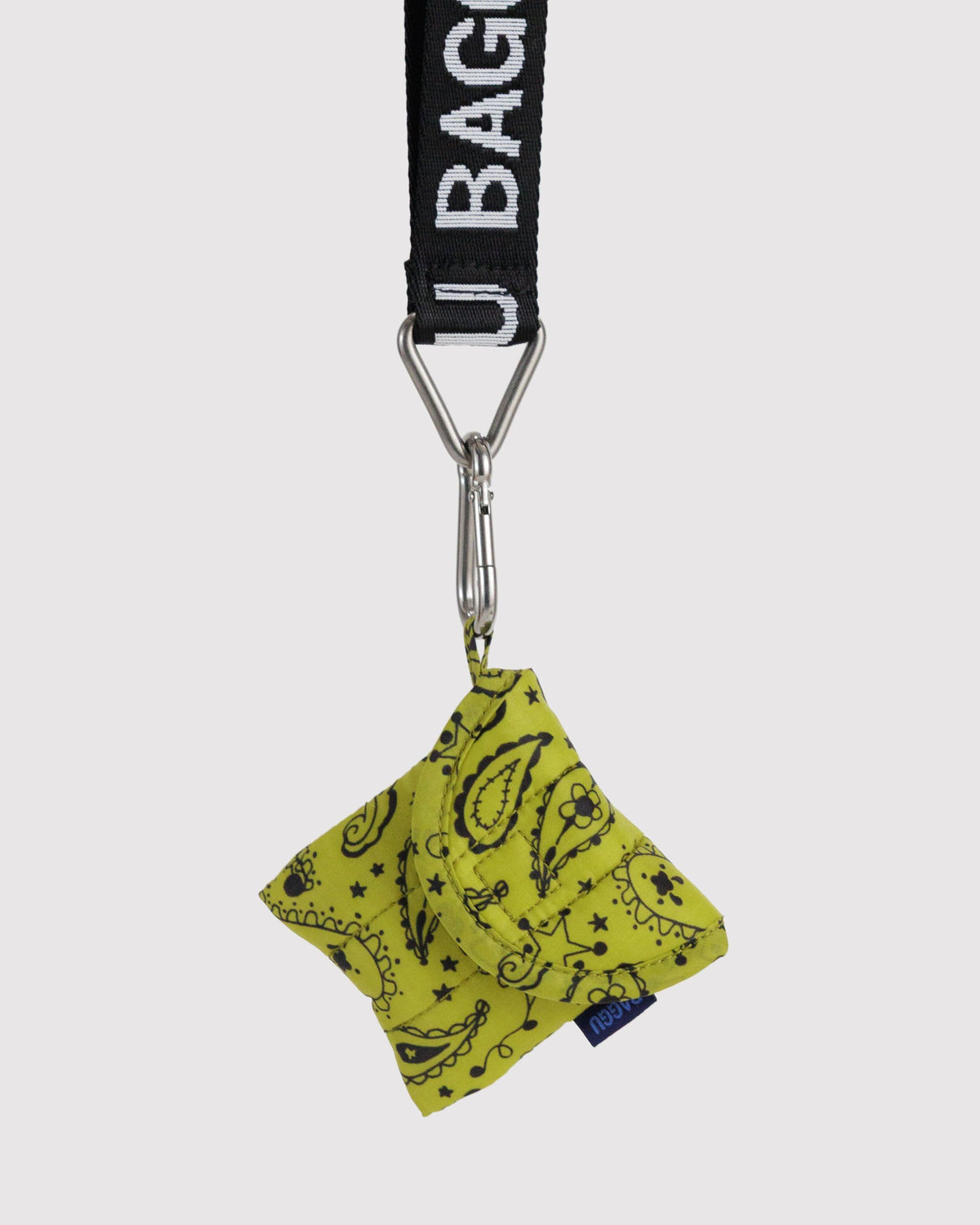 Puffy earbuds case | chartreuse paisley
