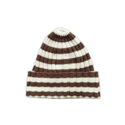 Organic Striped Pixie Knit Beanie | Espresso