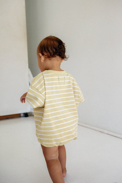 Riley T-Shirt Romper | Butter Stripe