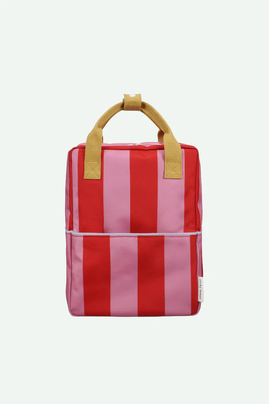 backpack medium | stripes | red apple + rosebay pink