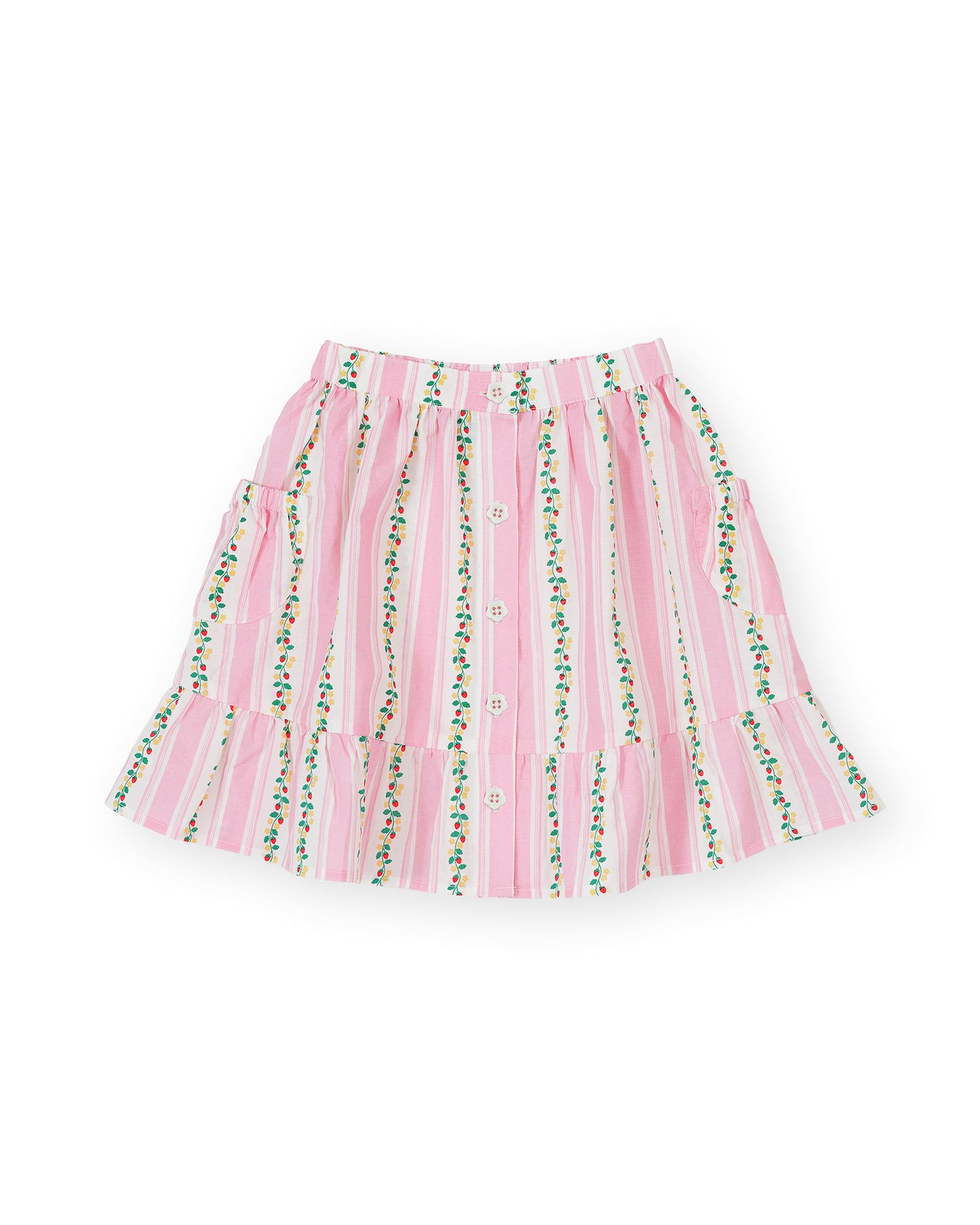 Antique Stripe Strawberry Peplum Skirt | Pink/Antique White