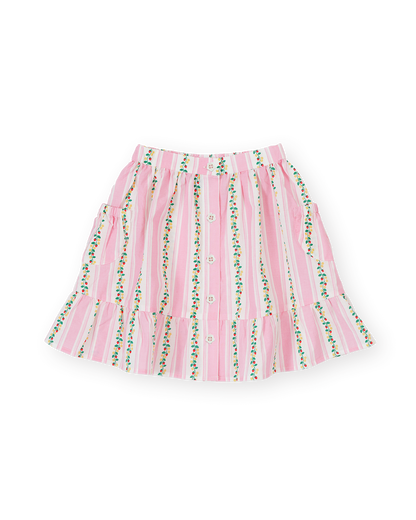 Antique Stripe Strawberry Peplum Skirt | Pink/Antique White