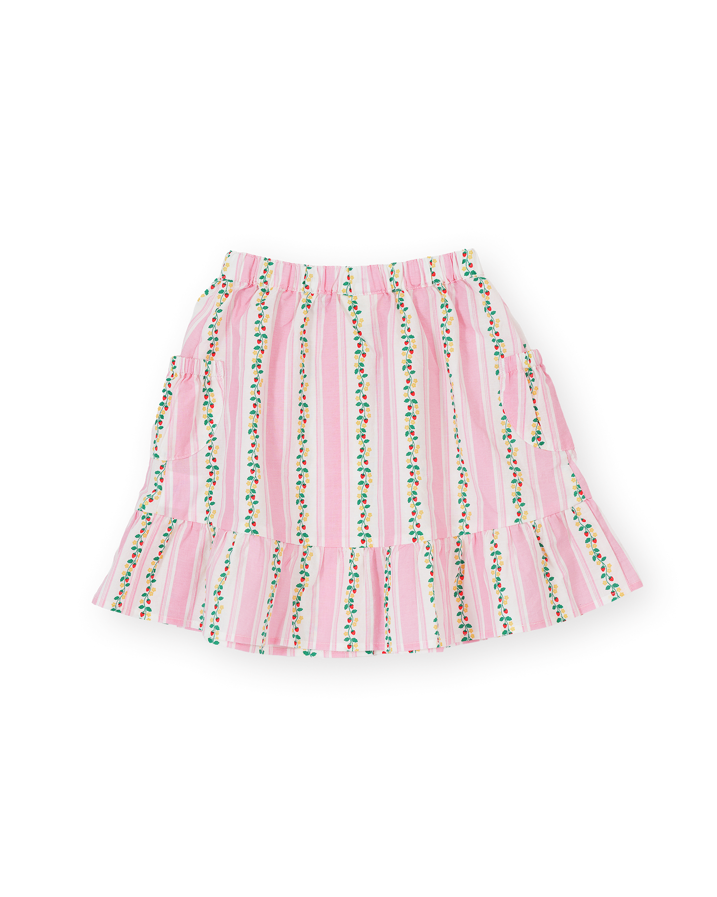 Antique Stripe Strawberry Peplum Skirt | Pink/Antique White