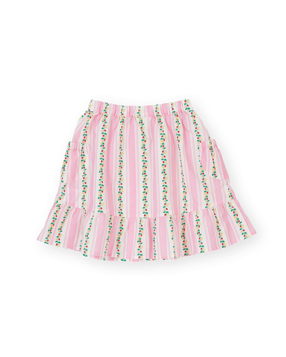 Antique Stripe Strawberry Peplum Skirt | Pink/Antique White