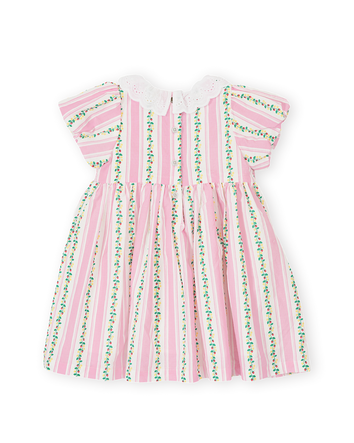 Antique Stripe Strawberry Flo Smocked Dress | Pink/Antique White