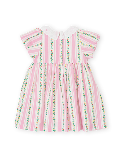 Antique Stripe Strawberry Flo Smocked Dress | Pink/Antique White