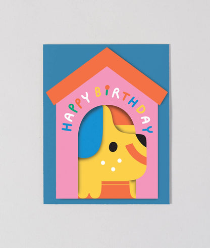 'Dog In House' Fold Out Kid's Birthday Card