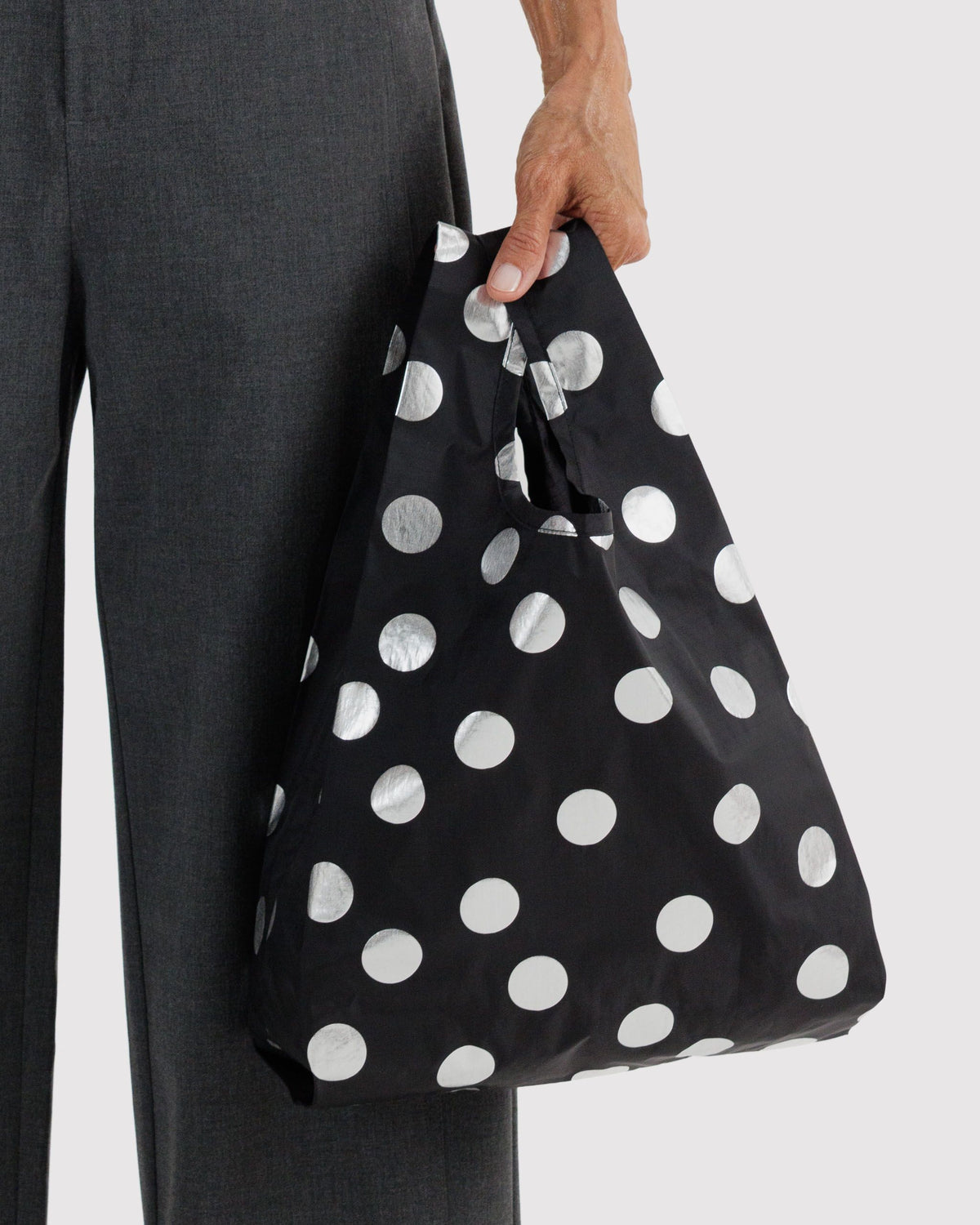 Baby Baggu | Silver Metallic Polka Dot