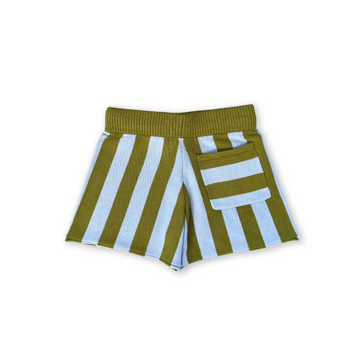 Organic Vertical Stripe Knit Shorts - Ocean & Leaf
