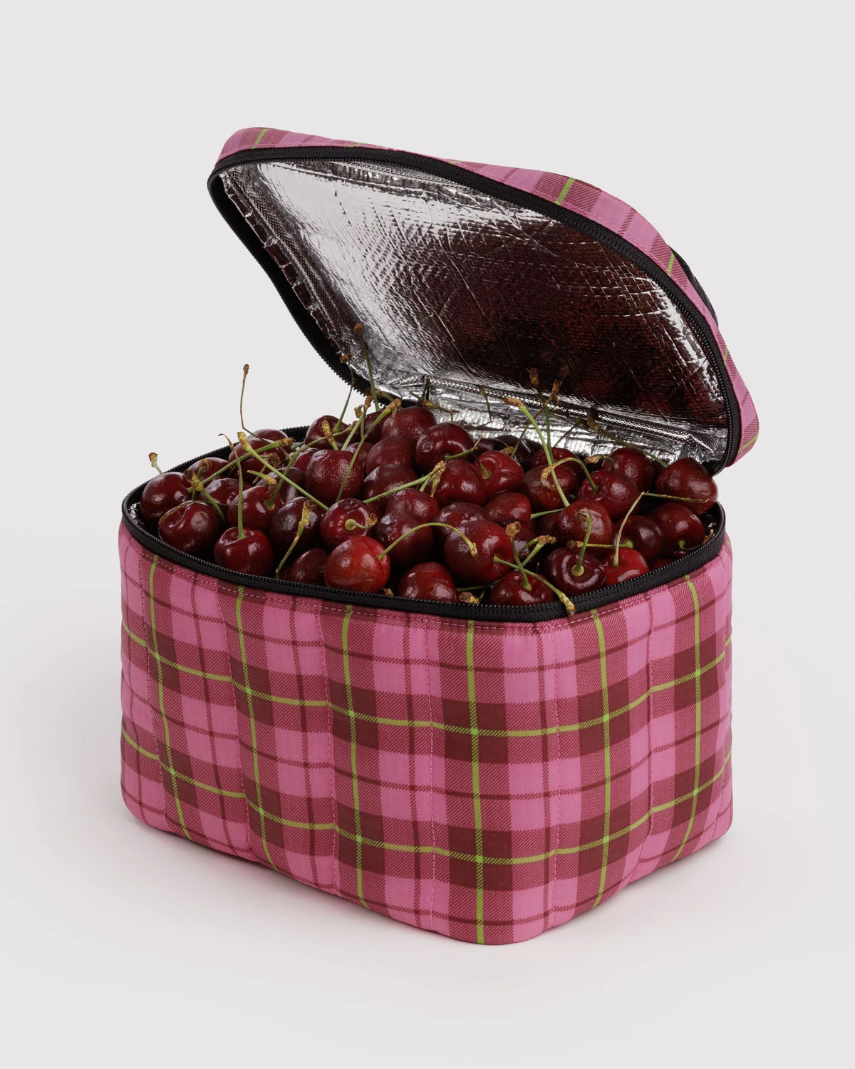 Puffy Lunch Bag | Azalea Pink Tartan