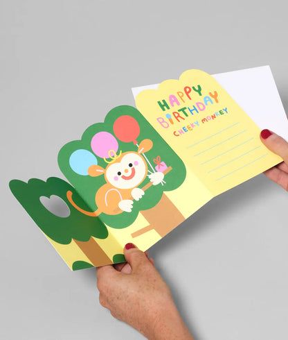 Monkey surprise fold out card