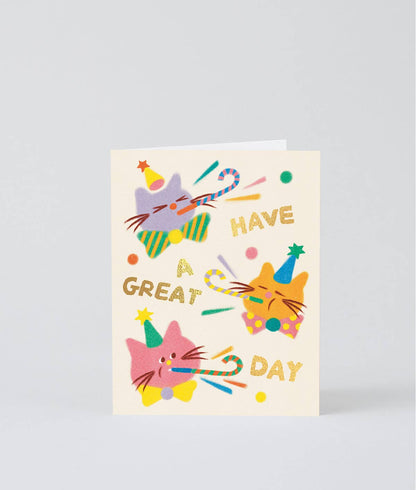 Cat Celebration Kids Birthday Greetings Card