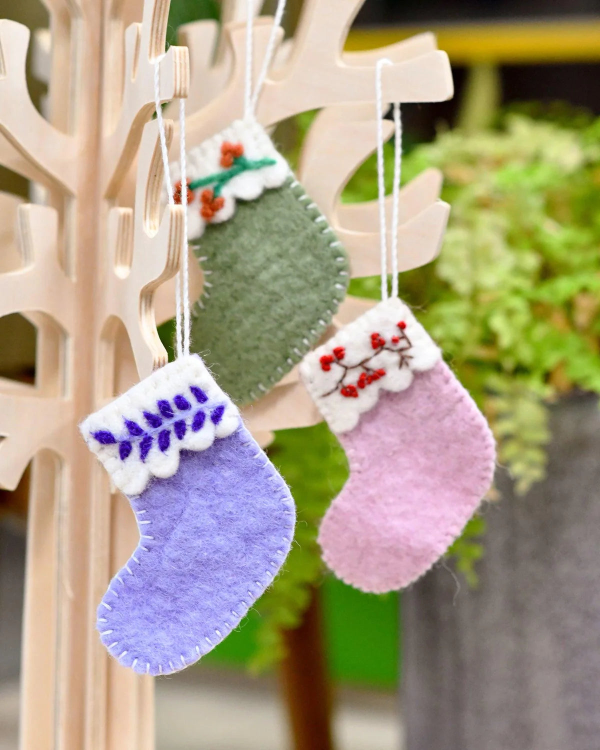 Felt christmas stocking ornaments (set of 3)