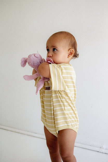 Riley T-Shirt Romper | Butter Stripe
