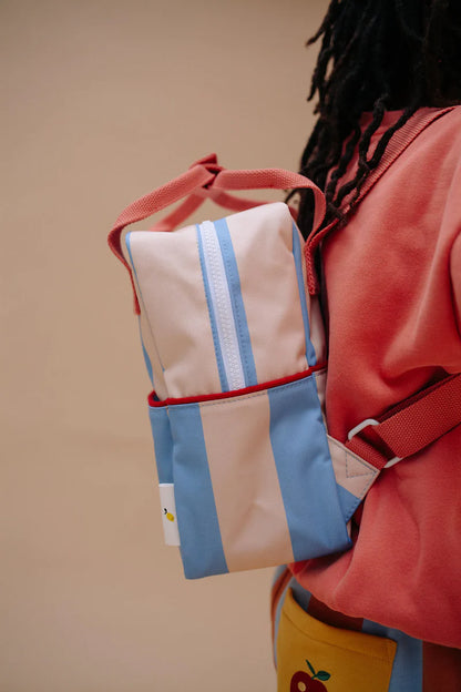 backpack small | striped | cloud blue + twiggy beige