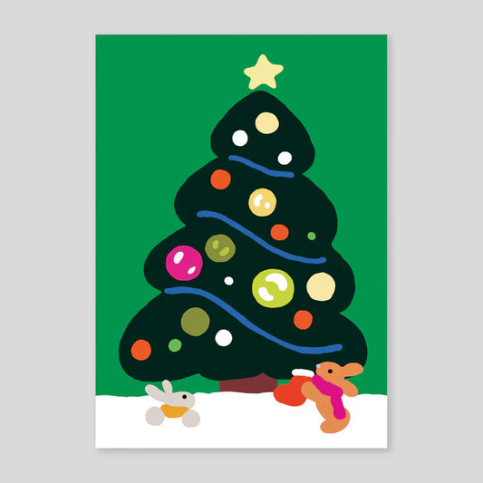 Rabbits and Tree Christmas Card