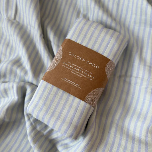 Baby Mini Stripe Organic Bamboo Cotton Baby Swaddle - Lilac