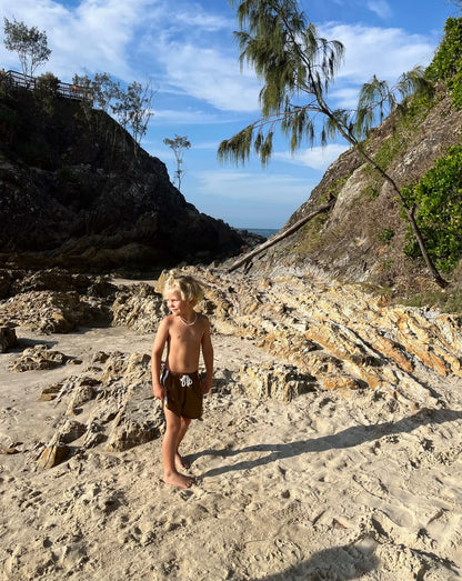 Twin stripe swim short | caramello