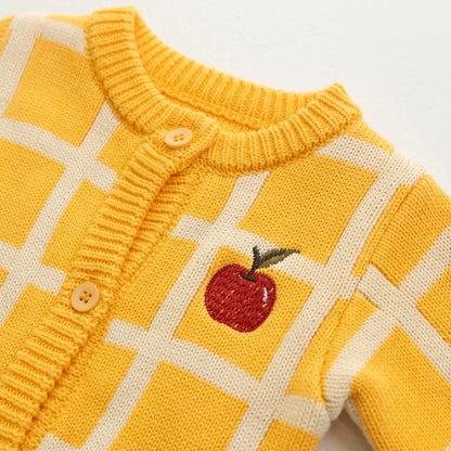 Organic Check Knit Romper | Honey