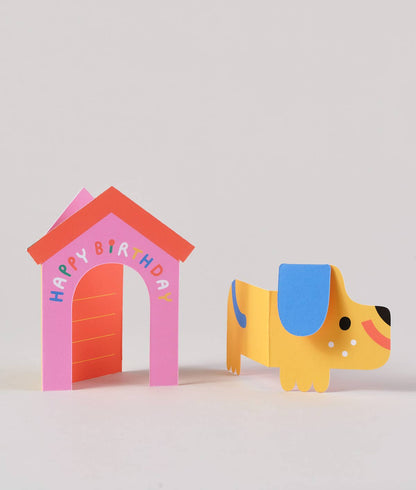 'Dog In House' Fold Out Kid's Birthday Card