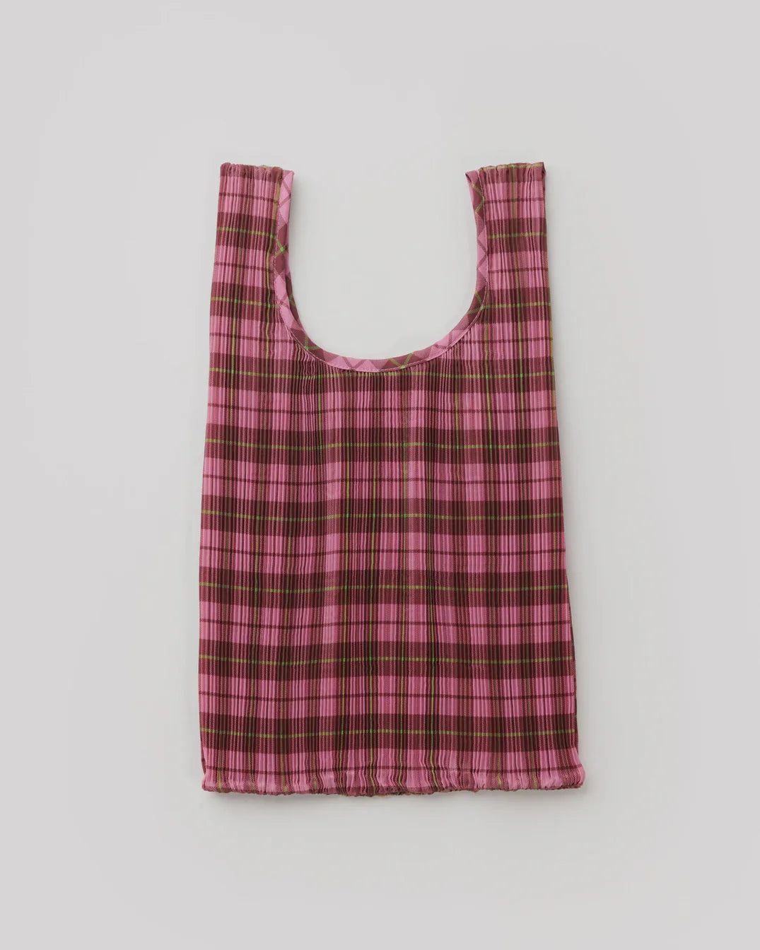 Pleated Baggu | azalea pink tartan