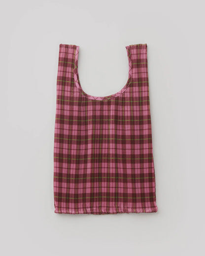Pleated Baggu | azalea pink tartan