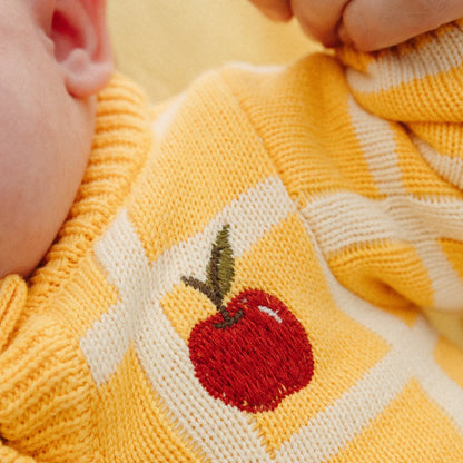 Organic Check Knit Romper | Honey