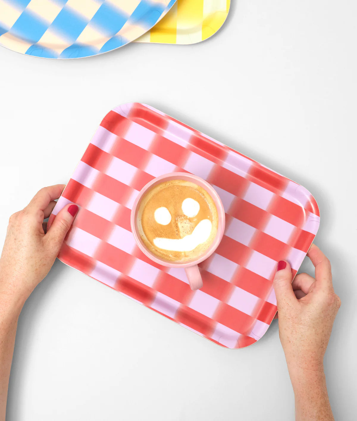 Red Gradient Check Small Rectangle Tray