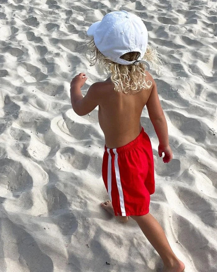 Twin stripe swim short | rosso