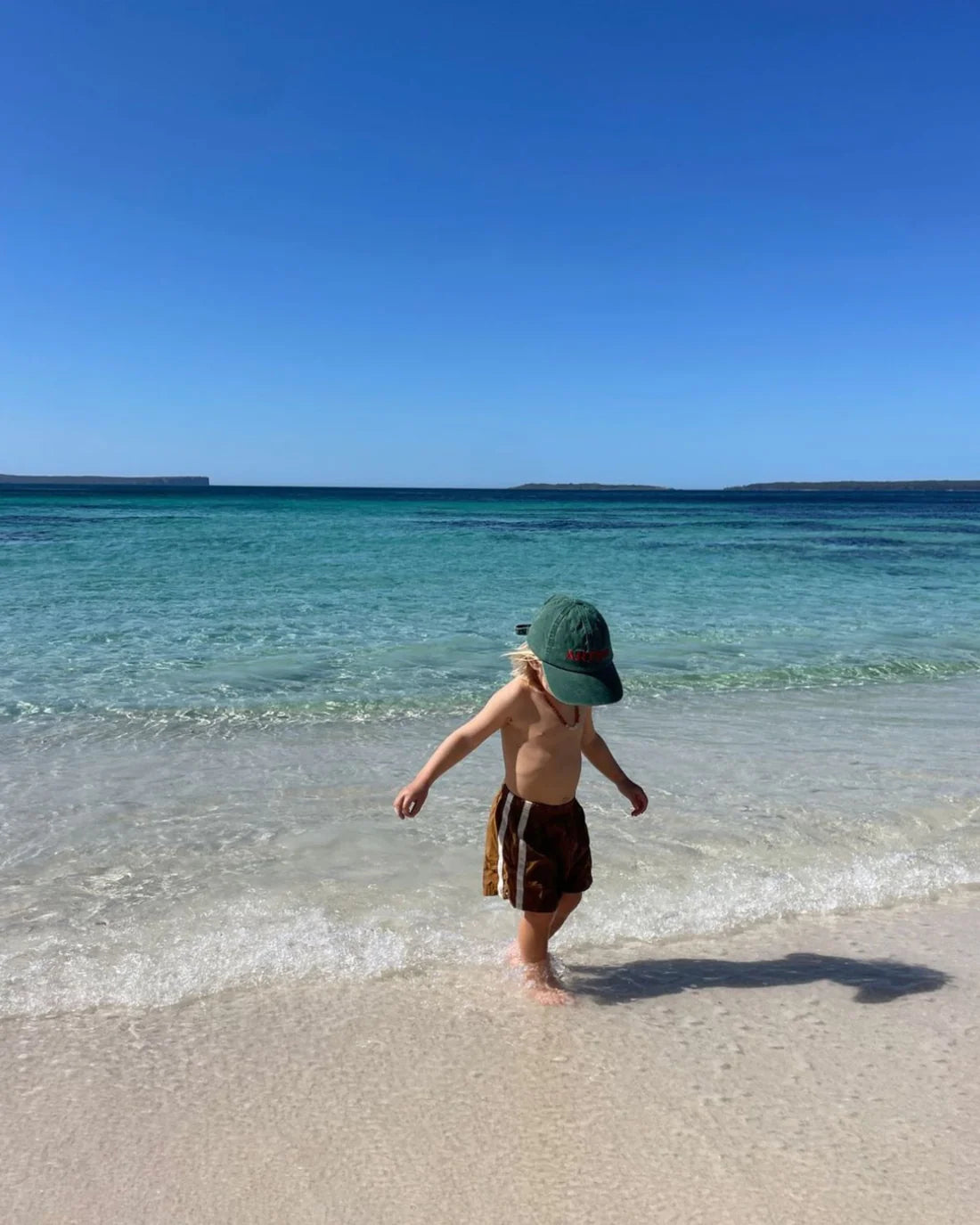 Twin stripe swim short | caramello