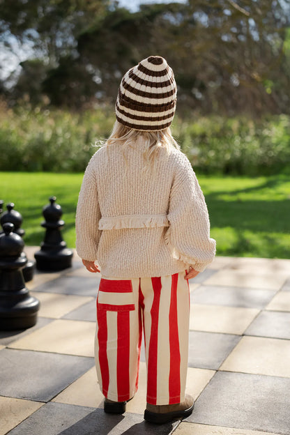 Organic Striped Pixie Knit Beanie | Espresso