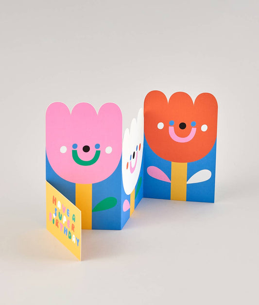 Flowers Fold Out Kid's Birthday Card